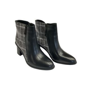 Monroe‎ & Main Black and Plaid Mid Calf Boots Womens Size 10